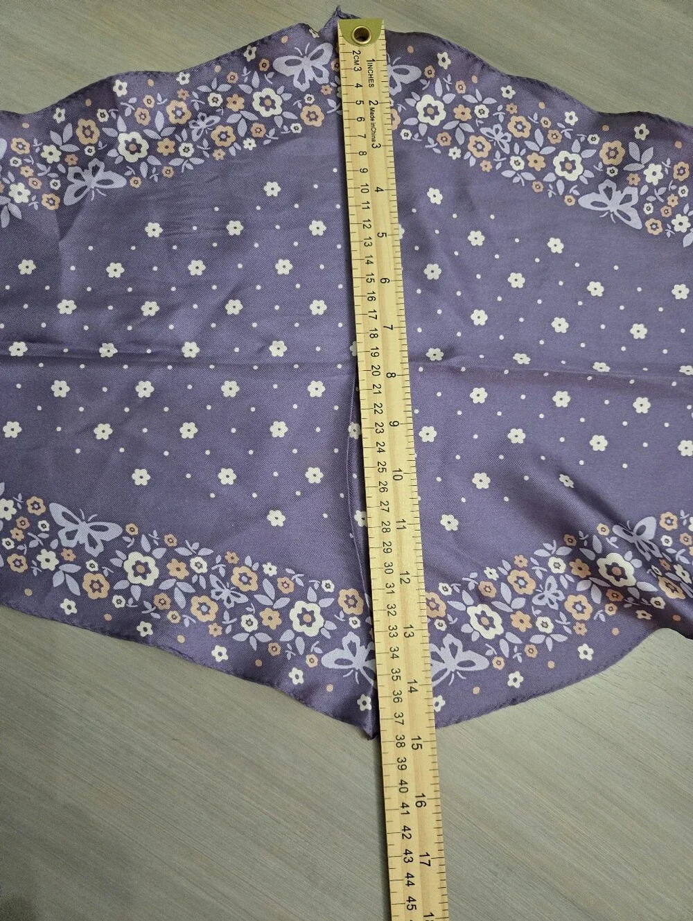 Coach Logo Lavender Floral Print Silk Bandana Scarf